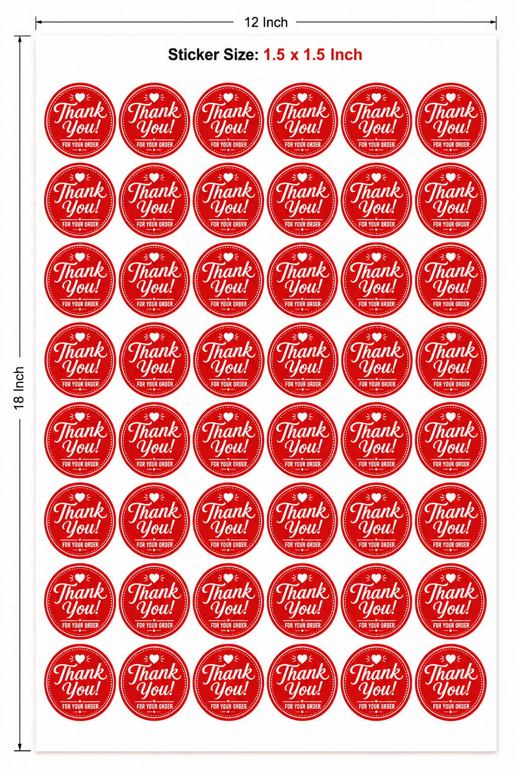 Thank You Packaging Stickers – Pack of 150 (1.5×1.5 Inch)